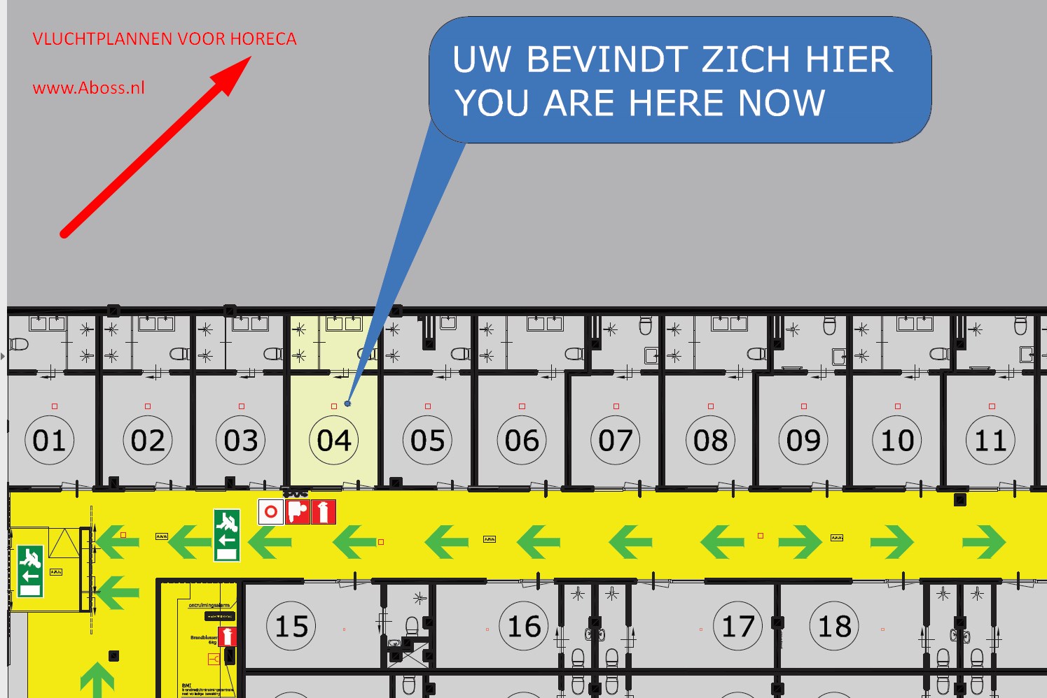 Vluchtplan hotel - evacuation plan